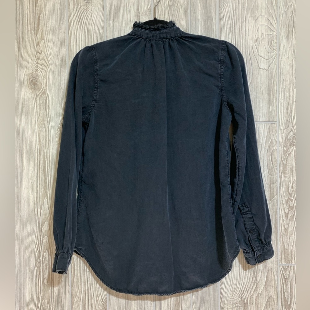 Gap Button Up Ruffle and Bow Collar Long Sleeve Blouse Top Lyocell Size Small - Picture 7 of 12